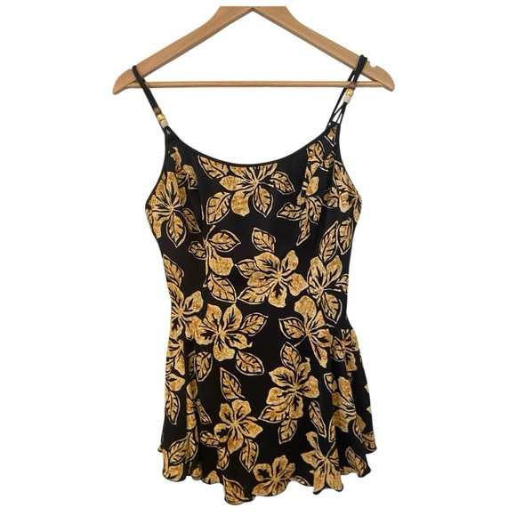 Cole Of California Vintage Hawaiian Print One Piece Swimsuit And Skirt - Picture 1 of 8